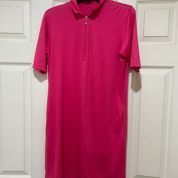 San Soleil Pink Short Sleeves SPF 50 Golf Mini Polo Dress Medium Sport Outdoor - Picture 2 of 10